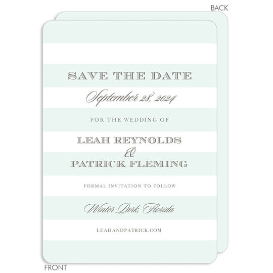 Mint Broad Stripes Save the Date Cards